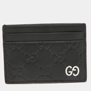 Gucci Black Guccissima Leather Card Holder