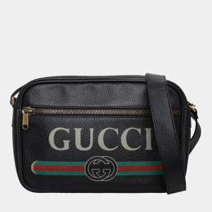 Gucci Logo Leather Messenger Bag