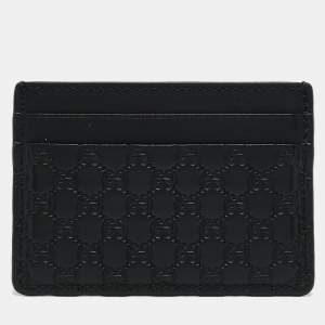 Gucci Black Microguccissima Leather Card Holder