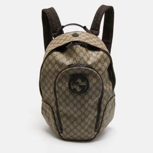 Gucci Beige/Brown GG Supreme Canvas Interlocking G Backpack