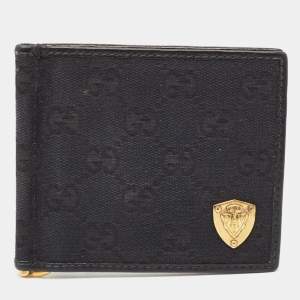 Gucci Black GG Canvas Hysteria Money Clip Wallet