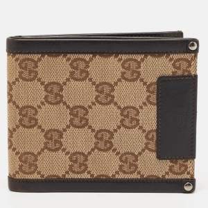 Gucci Beige/Brown GG Canvas and Leather Bifold Wallet