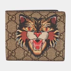 Gucci Beige GG Supreme Canvas Angry Cat Bifold Wallet
