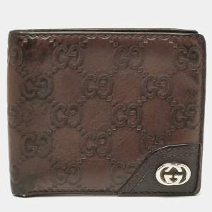 Gucci Brown Guccissima Leather Interlocking G Bifold Wallet
