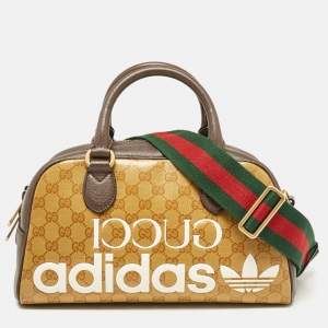 Gucci x Adidas Brown/Beige GG Crystal Canvas and Leather Mini Duffle Bag