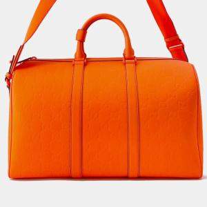 Gucci Bright Orange GG Rubber Effect Medium Duffle Bag