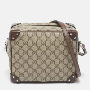 Gucci Beige/Ebony GG Supreme Canvas and Leather Square Messenger Bag