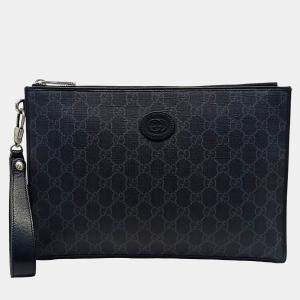 Gucci Black Canvas Interlocking Clutch