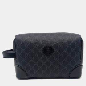 Gucci Black PVC Interlocking GG Supreme Toiletry Pouch
