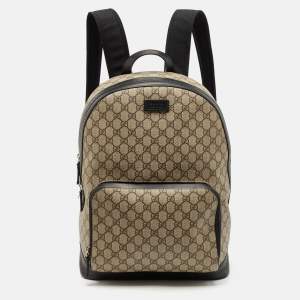 Gucci Beige/Black GG Supreme Canvas and Leather Eden Backpack