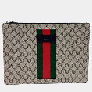 Gucci Beige PVC GG Supreme Clutch Bag