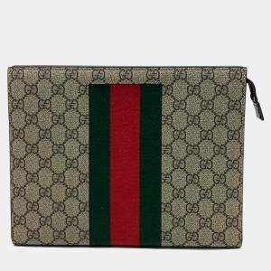 Gucci Brown PVC GG Supreme Web Pouch