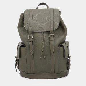 Gucci Jumbo Gg Backpack Khaki Leather