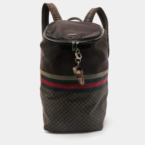Gucci Brown Diamante Nylon Web Backpack