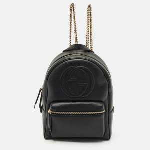 Gucci Black Leather Soho Chain Backpack