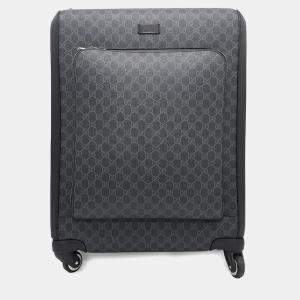 Gucci Gg Supreme Suitcase Black Pvc Leather