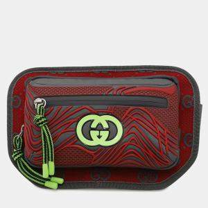 Gucci Gg nylon Belt Bag Gray/Red Nylon Rubber