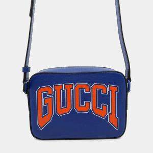 Gucci Interlocking G Print Crossbody Blue Leather