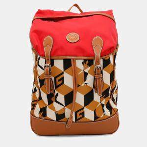 Gucci Interlocking G Rabbit Brown/Red Nylon and Leather Backpack
