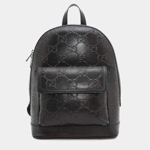Gucci Gg Embossed Backpack Black Leather