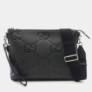 Gucci Jumbo Gg Medium Bag Shoulder Leather Black