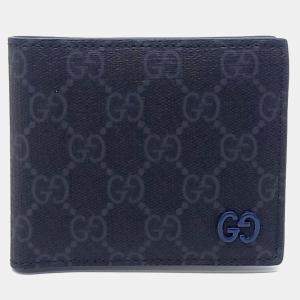 Pre Owned Gucci Black Coated Canvas GG Bifold Wallet