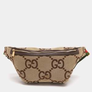 Pre Owned Gucci Beige Jumbo GG Canvas Body Bag