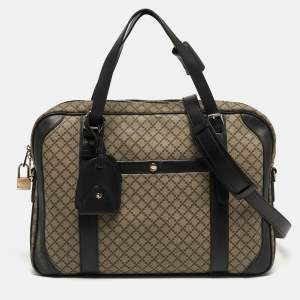 Pre Owned Gucci Business Black/Beige Diamante Coated Canvas Briefcase