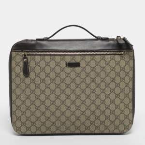 Pre Owned Gucci Brown/Beige GG Supreme Canvas Portfolio Case