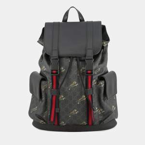 Pre Owned حقيبة ظهر غوتشي GG سوبريم جلد سوبريم أسود