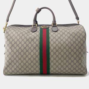 مملوكة مسبقًا Gucci Gg Supreme Savoy Large Duffle Bag Beige/Brown/Green Gg Supreme Leather Size Large