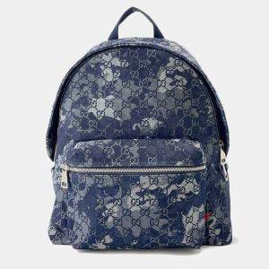 Pre Owned Gucci Ggdenim Large Backpack Navy Ggdenim