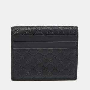 Pre Owned Gucci Black Microguccissima Leather Card Holder