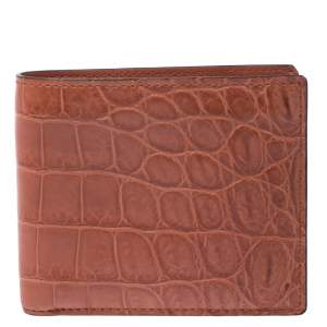 Gucci Orange Crocodile Bifold Wallet