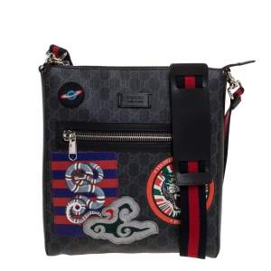Gucci Black GG Supreme Coated Canvas and Leather Night Courrier Messenger Bag