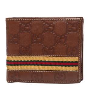 Gucci Brown Guccissima Leather Web Bifold Wallet