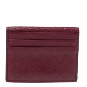 Gucci Burgundy Microguccissima Leather Bifold Card Holder