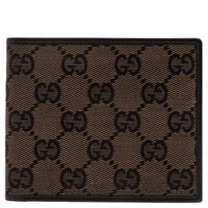 Gucci Black/Brown GG Canvas Bi-Fold Wallet