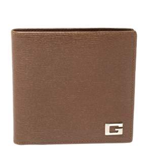Gucci Brown Leather G Logo Bi Fold Wallet