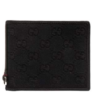 Gucci Black GG Canvas Web Bi-Fold Wallet