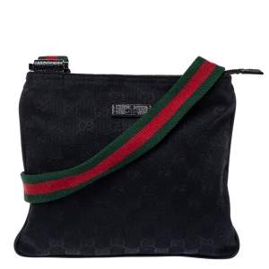Gucci Navy Blue GG Canvas Small Vintage Web Messenger Bag
