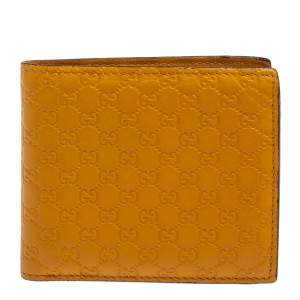 Gucci Mustard Yellow Leather Microguccissima Bifold Wallet
