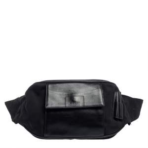 Gucci Black Leather And Canvas Belt Bag