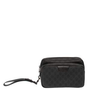 Gucci Black GG Supreme Canvas Wristlet Pouch