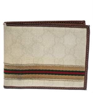 Gucci Off White/Brown GG Superme Web Bifold Wallet    