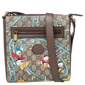 Gucci x Disney Beige GG Supreme Canvas and Leather Donald Duck Messenger Bag