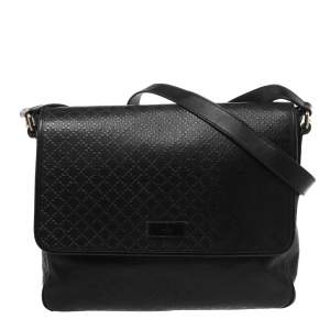 Gucci Black Diamante Leather Hilary Messenger Bag