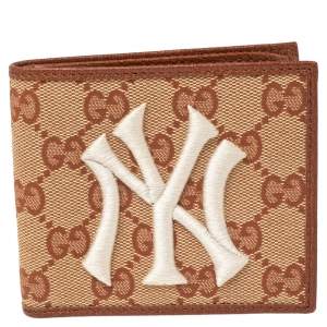 Gucci Beige/Brown GG Canvas New York Yankees Patch Bifold Wallet