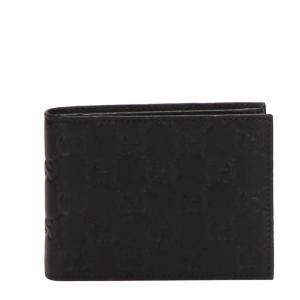 Gucci Black Guccissima Leather Bi-Fold Small Wallet 