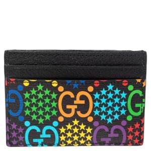 Gucci Multicolor GG Psychedelic Coated Canvas and Leather Card Holder